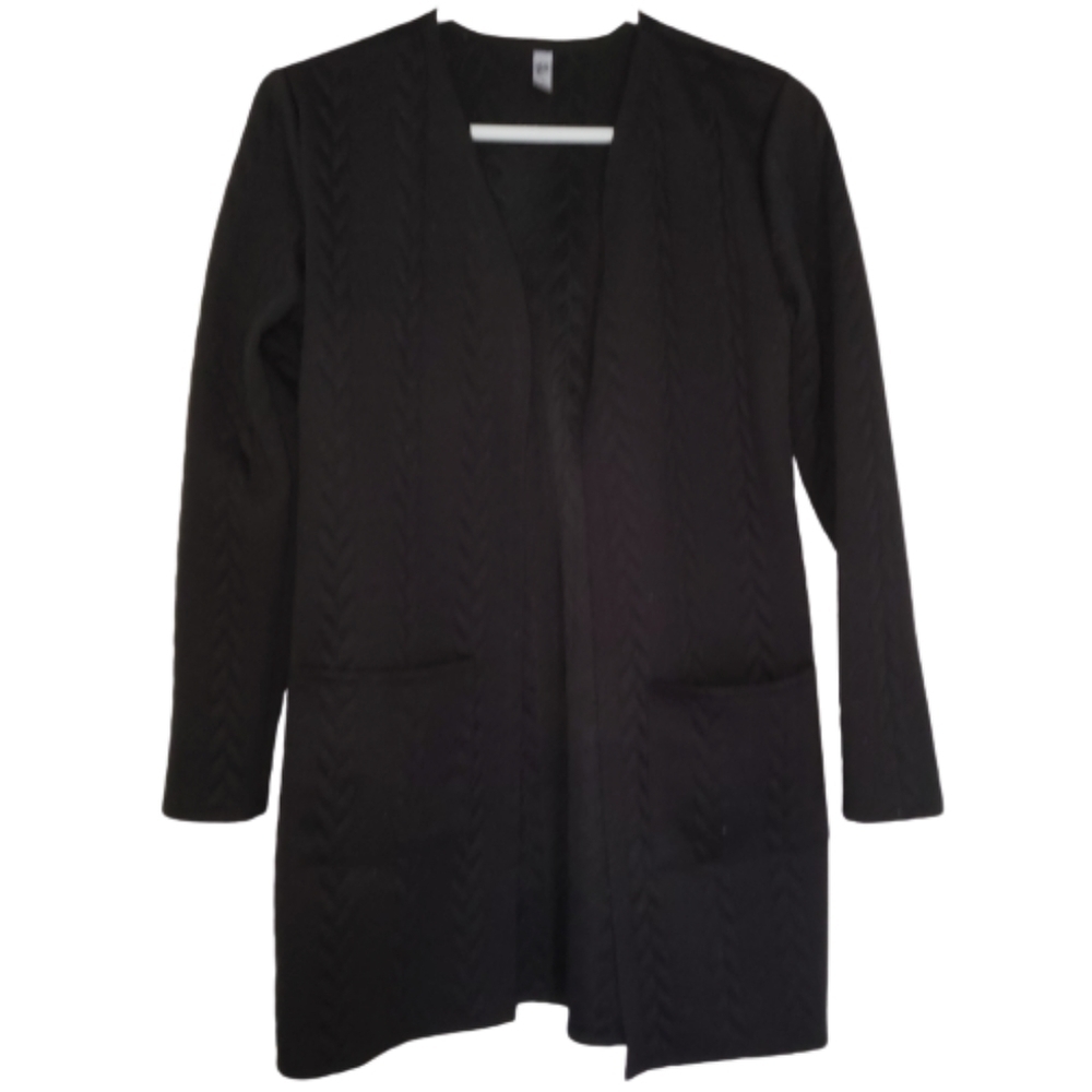 Pentagone long black cardigan no button po…